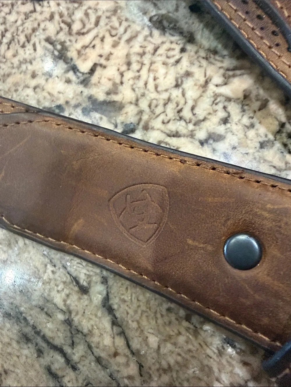 Ariat Brown Leather Western-Style Belt with Silver Buckle